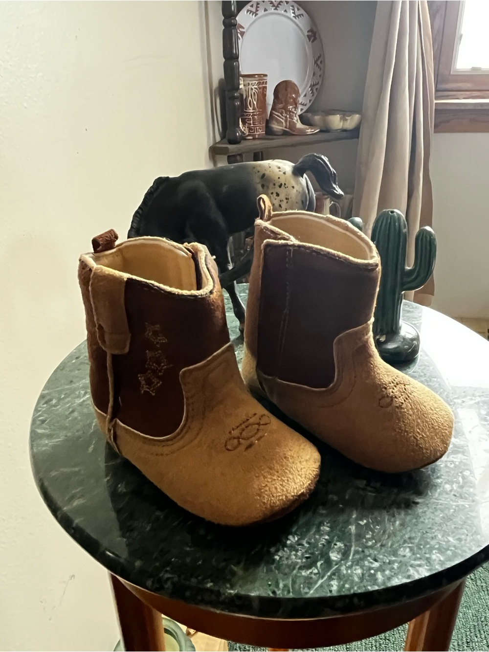 Rising Star Tan and Brown Baby Cowboy Booties 6-9 months